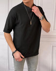 Oversize Kol Detaylı Pamuk Örme Tshirt