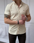Slim Fit Pamuk Örme Polo Yaka Kısa Kollu Gömlek