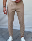 Double Paça Slimfit Kesim Full Likralı İp Detaylı Düz Jogger Pantolon