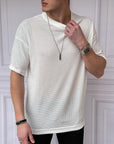 Oversize Kol Detaylı Pamuk Örme Tshirt