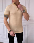 Slim Fit Düğme Detaylı Pamuklu Yan Çizgi Model Polo Yaka Tshırt