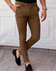 Slim Fit Kalıp Düz Kumaş Pantolon