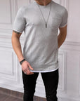 Slim Fit Gofre Kumaş Parçalı Tshırt