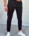 Double Paça Slimfit Kesim Full Likralı İp Detaylı Düz Jogger Pantolon