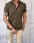 Slim Fit Pamuk Örme Polo Yaka Kısa Kollu Gömlek