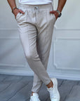 Önü Çizgi Detaylı Slim Fit Kesim İp Detaylı Paça Fermuarlı Full Likralı Jogger Pantolon