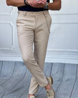 Slim Fit Kalıp Düz Kumaş Pantolon