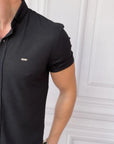 Slim Fit Pamuk Örme Polo Yaka Kısa Kollu Gömlek