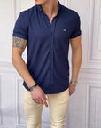 Slim Fit Pamuk Örme Polo Yaka Kısa Kollu Gömlek