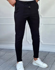 Önü Çizgi Detaylı Slim Fit Kesim İp Detaylı Paça Fermuarlı Full Likralı Jogger Pantolon