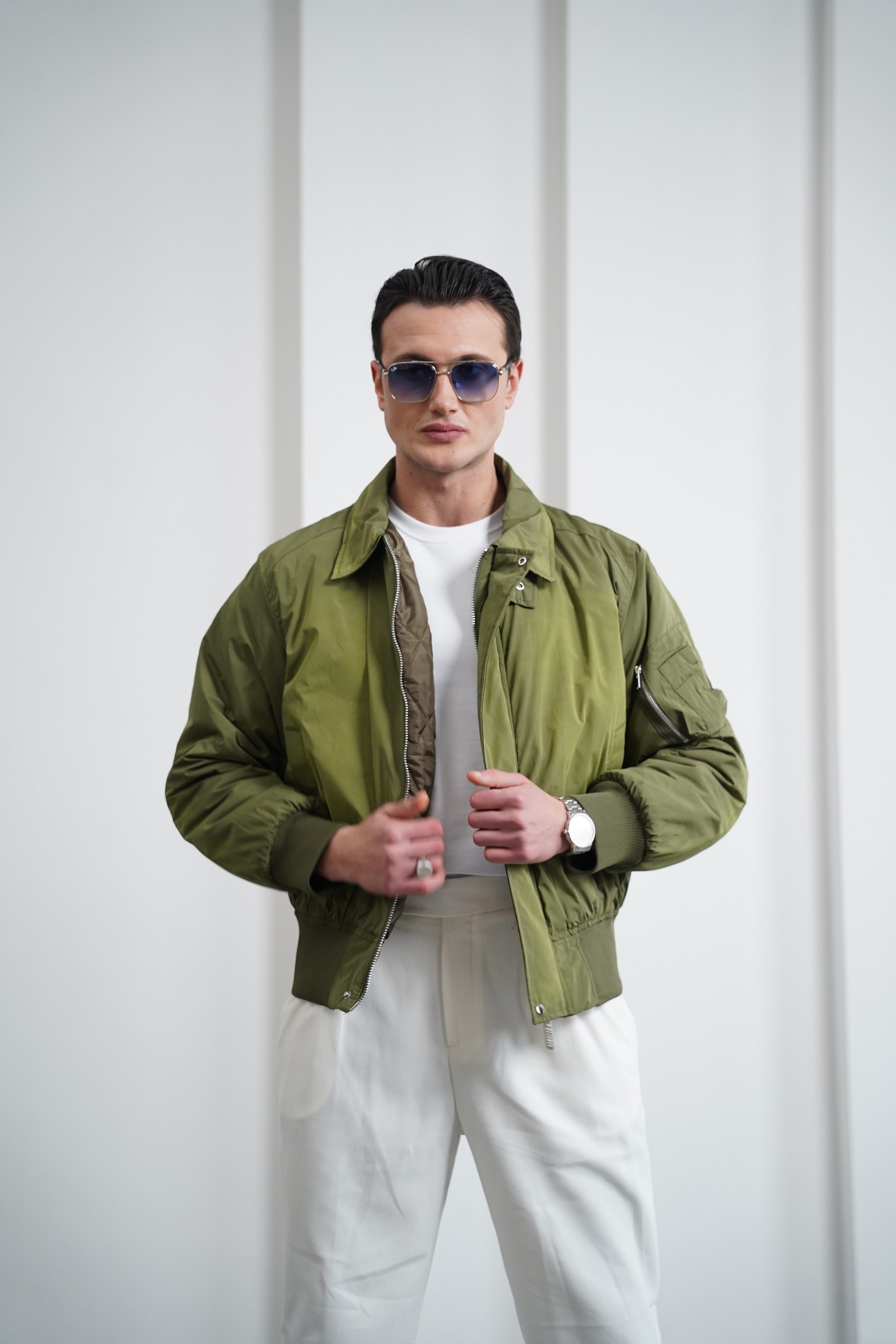 Cep Detaylı Fermuarlı Bomber Mont