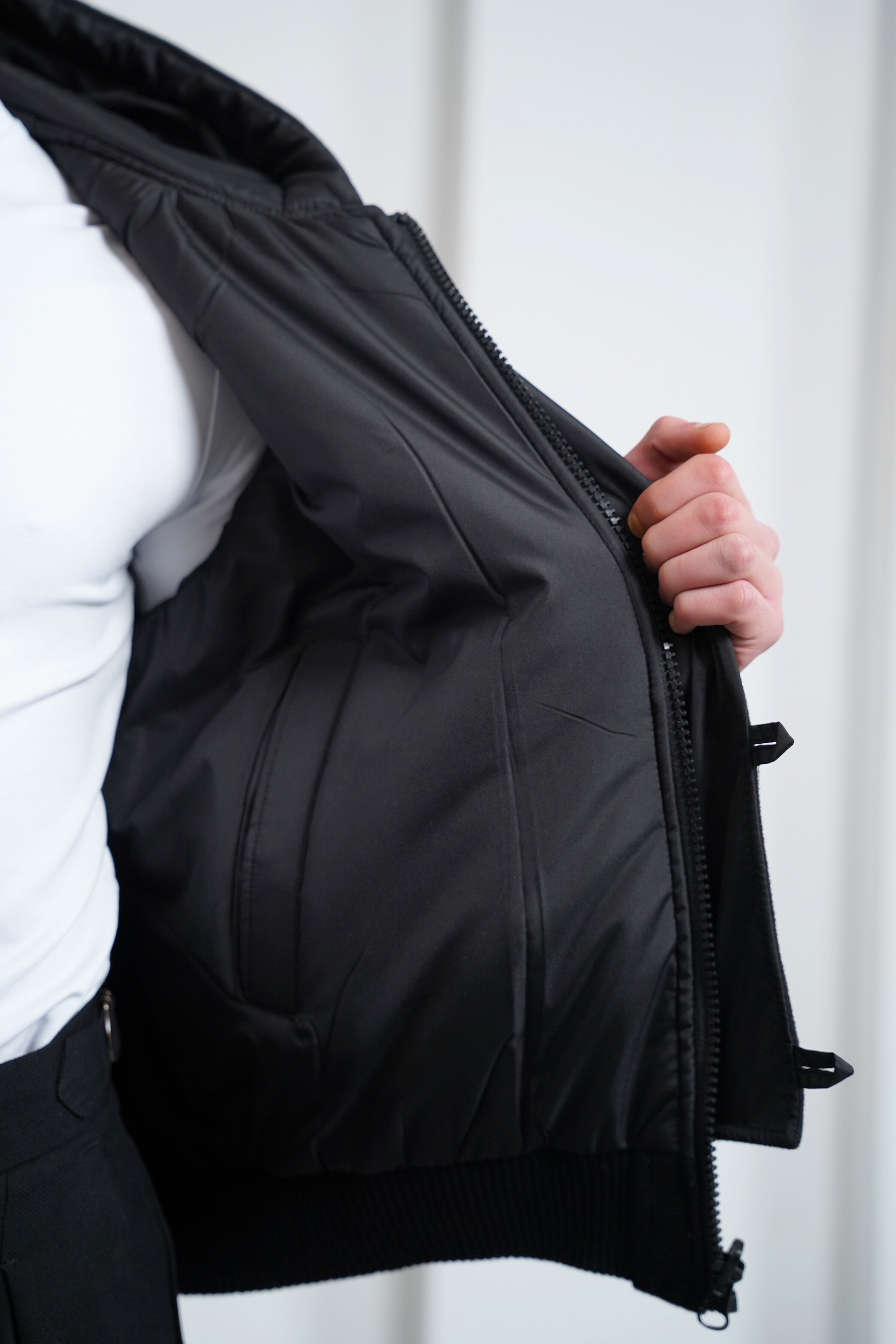 Çift Taraflı Kaşe Uzun Ribana Kapüşonlu Mont