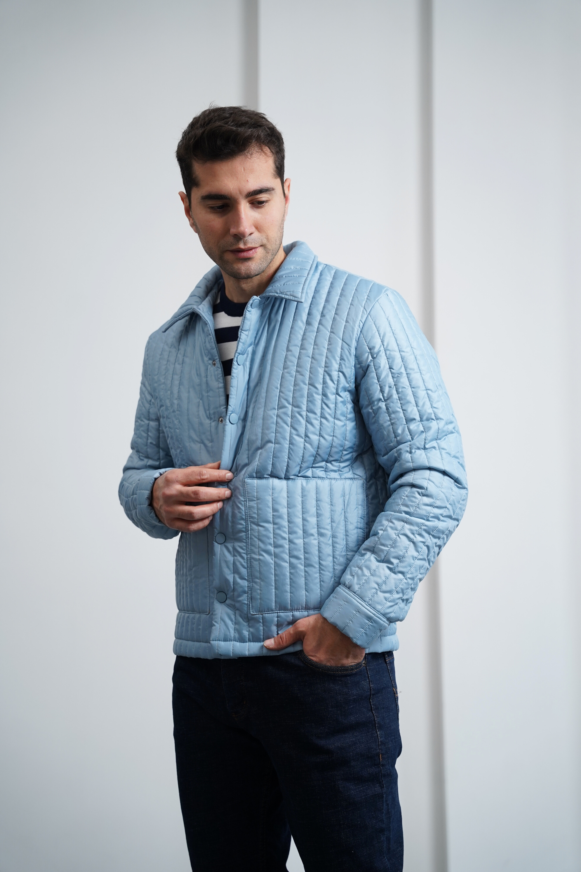 Çizgi Detaylı Dolum Elyaf Mont