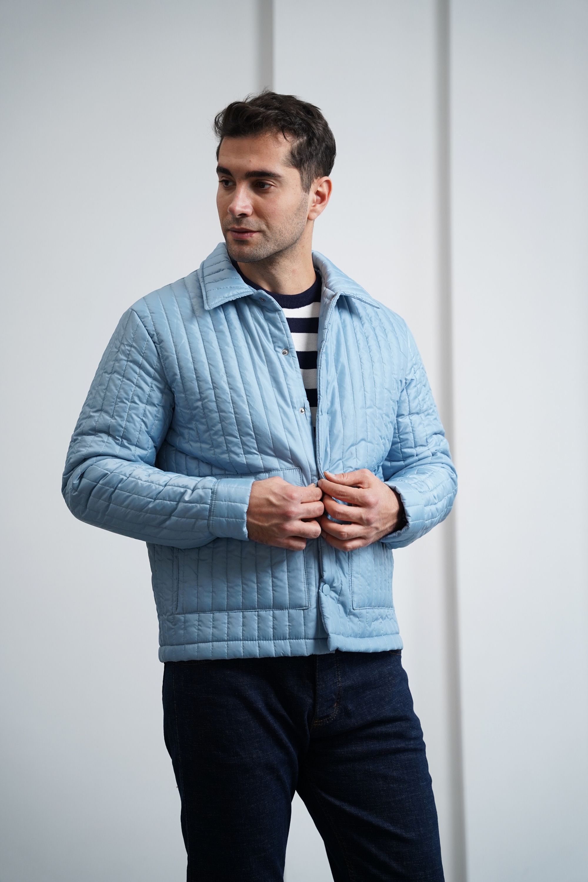 Çizgi Detaylı Dolum Elyaf Mont