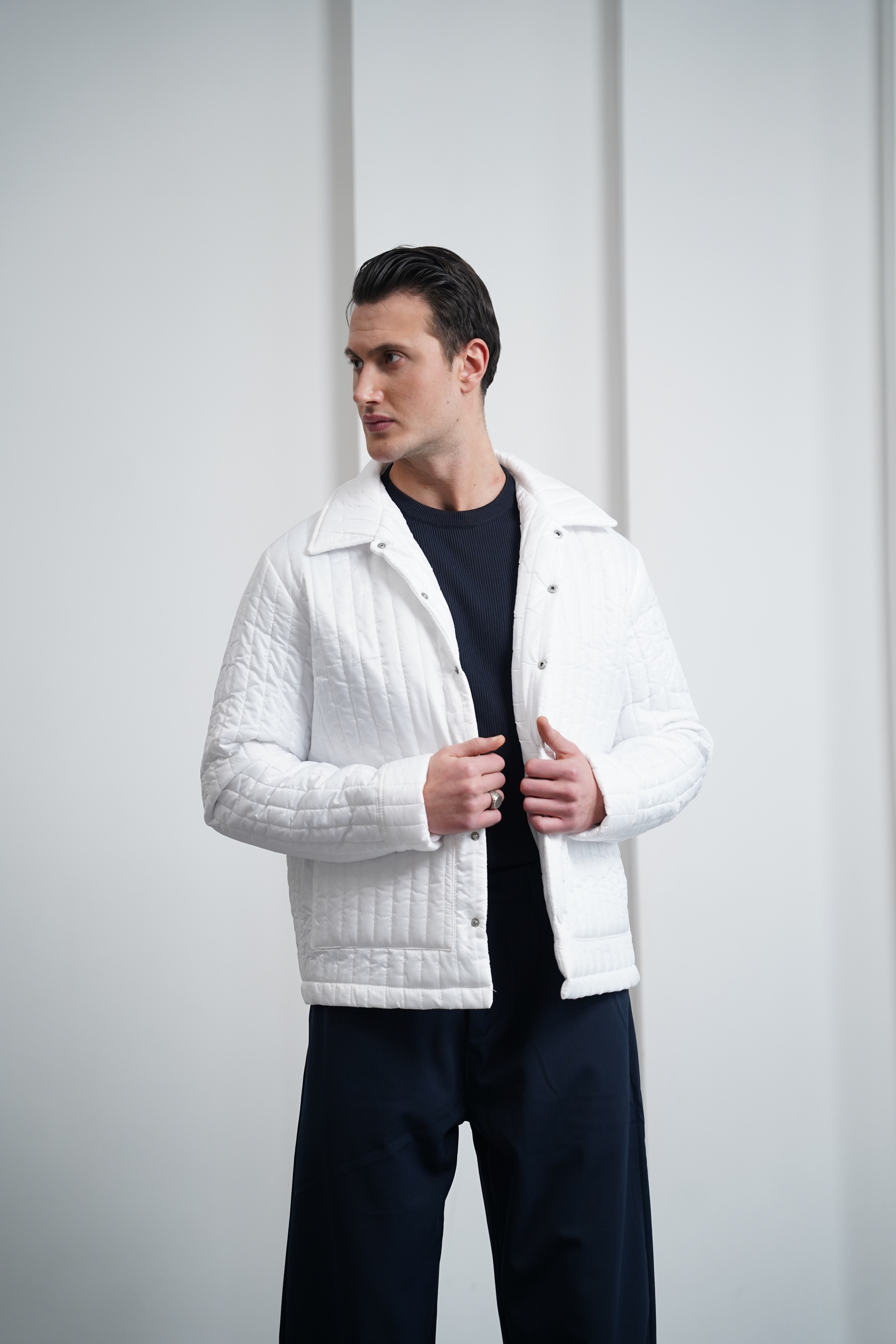 Çizgi Detaylı Dolum Elyaf Mont