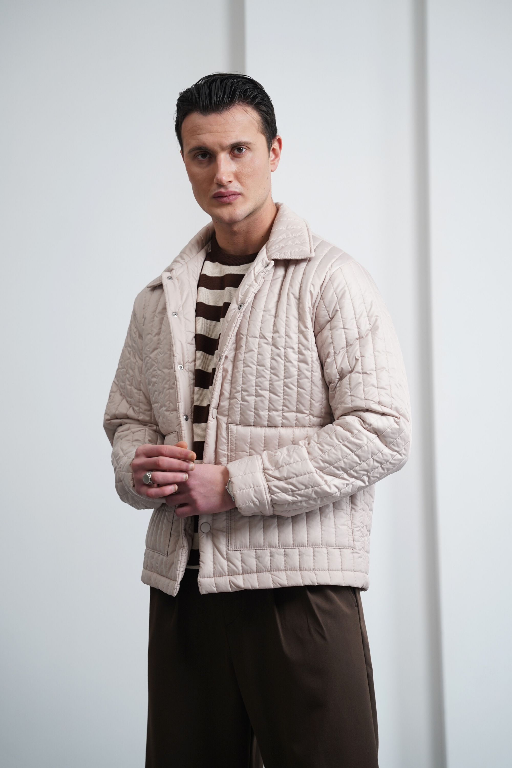 Çizgi Detaylı Dolum Elyaf Mont