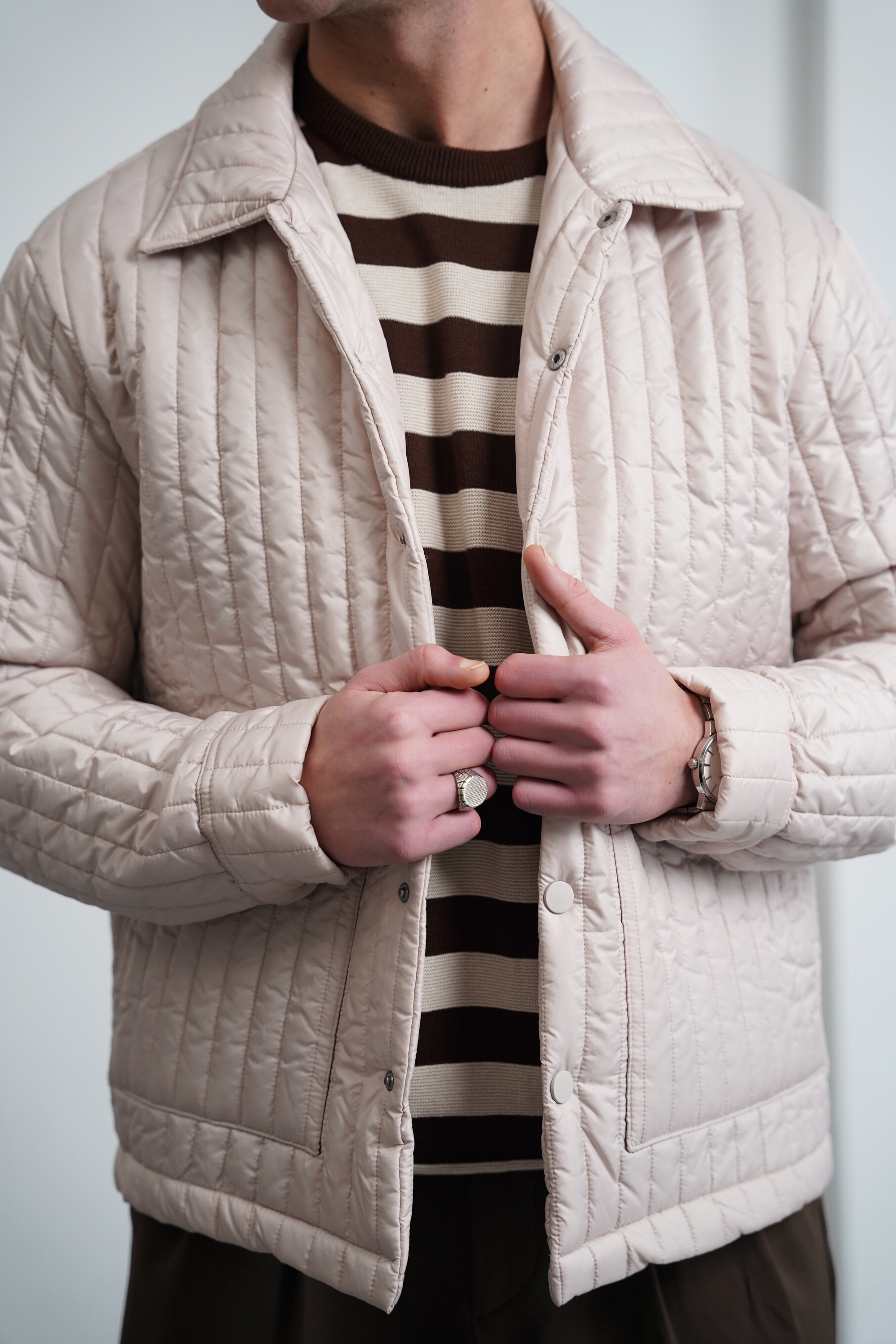 Çizgi Detaylı Dolum Elyaf Mont