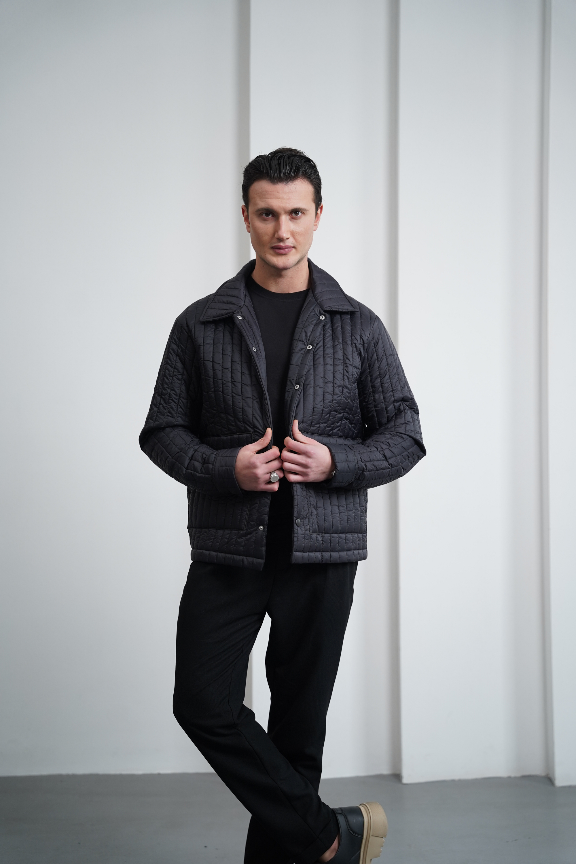 Çizgi Detaylı Dolum Elyaf Mont