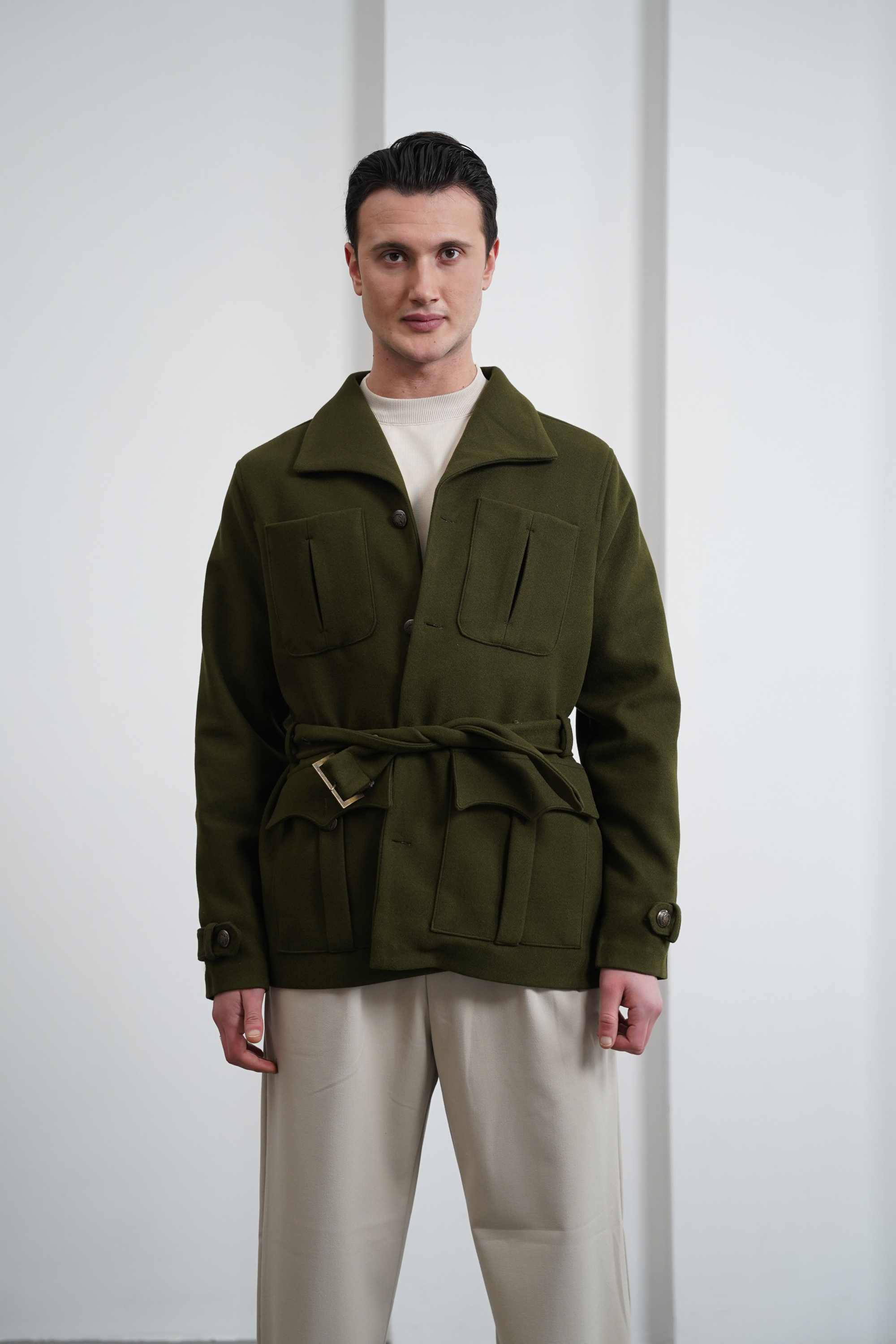 Kayık Yaka Kuzu Kaşmir Kaban