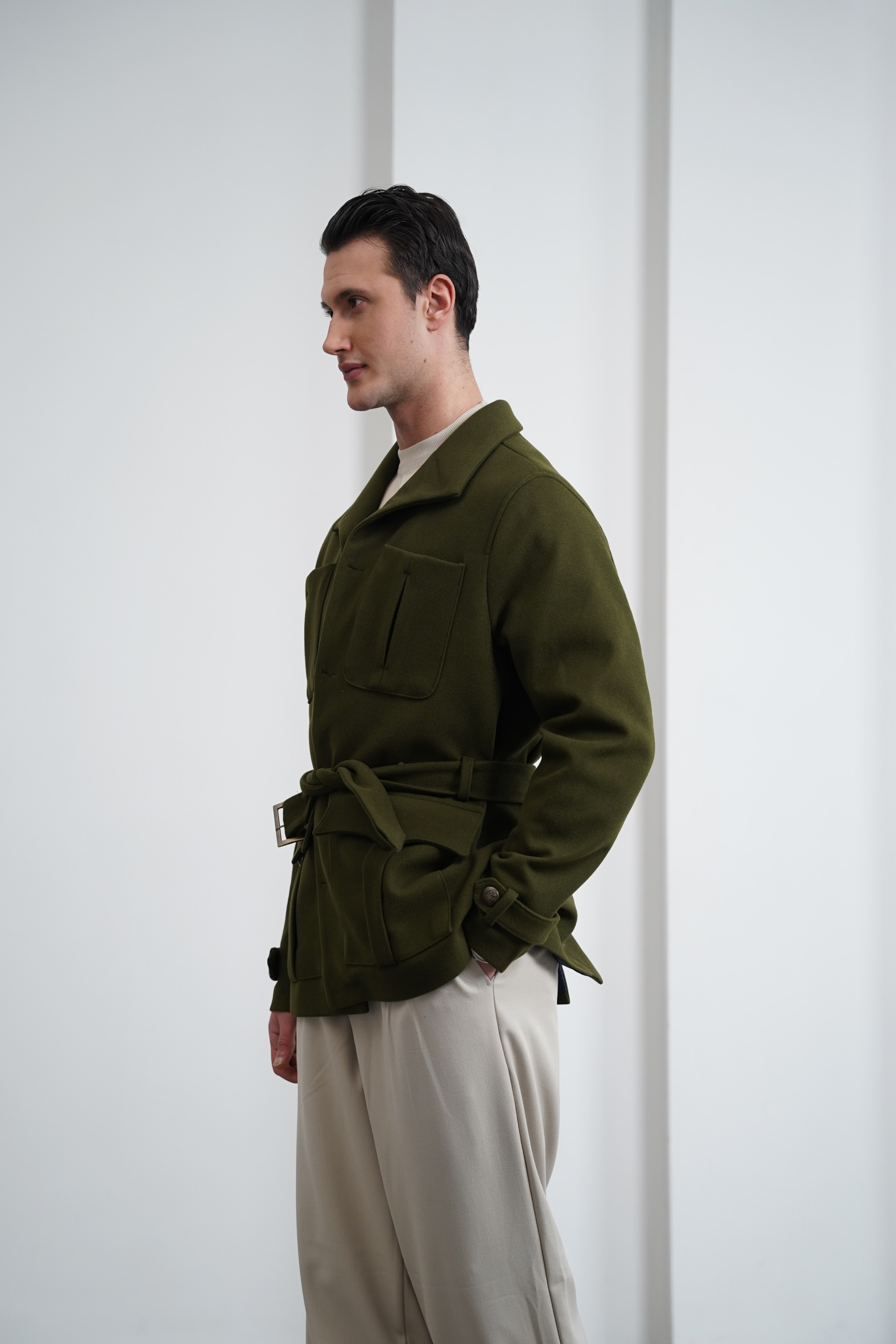 Kayık Yaka Kuzu Kaşmir Kaban