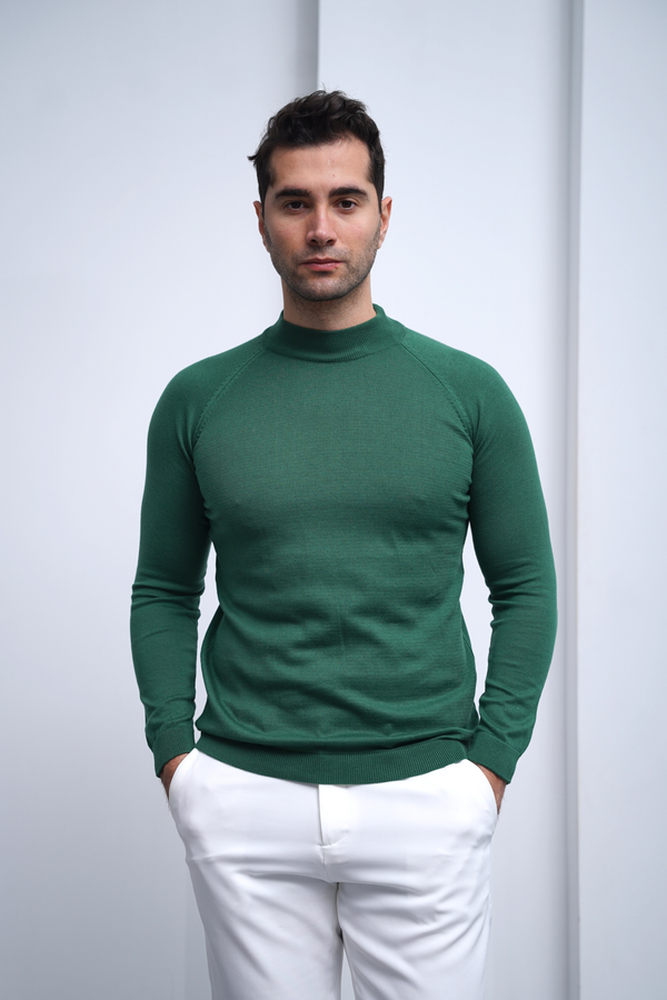 Slimfit Kalıp Pamuklu Triko Yarım Balıkçı Triko Kazak