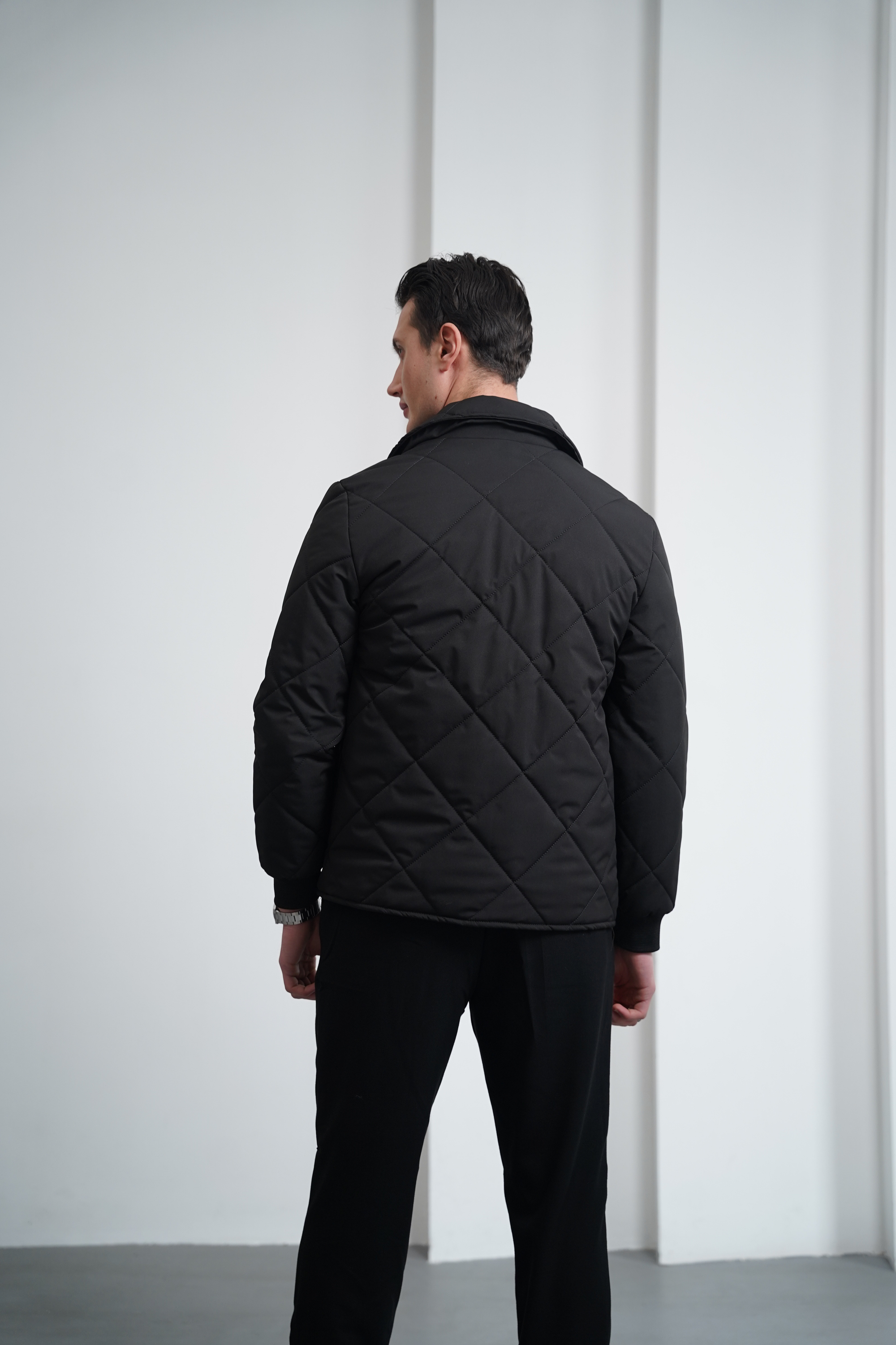 Slim Fit Baklava Desen Torba Cep Dolum Elyaf Mont