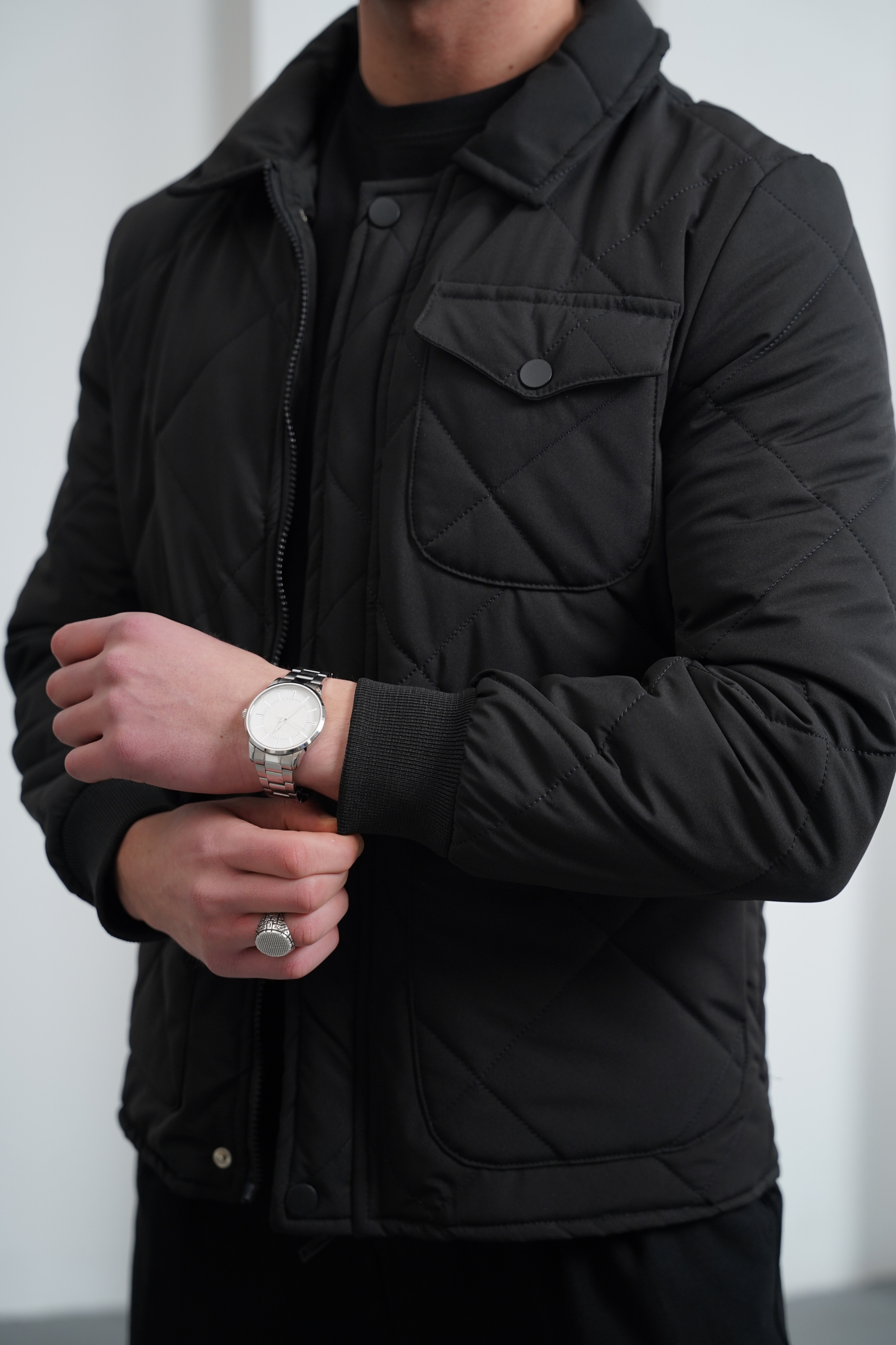 Slim Fit Baklava Desen Torba Cep Dolum Elyaf Mont