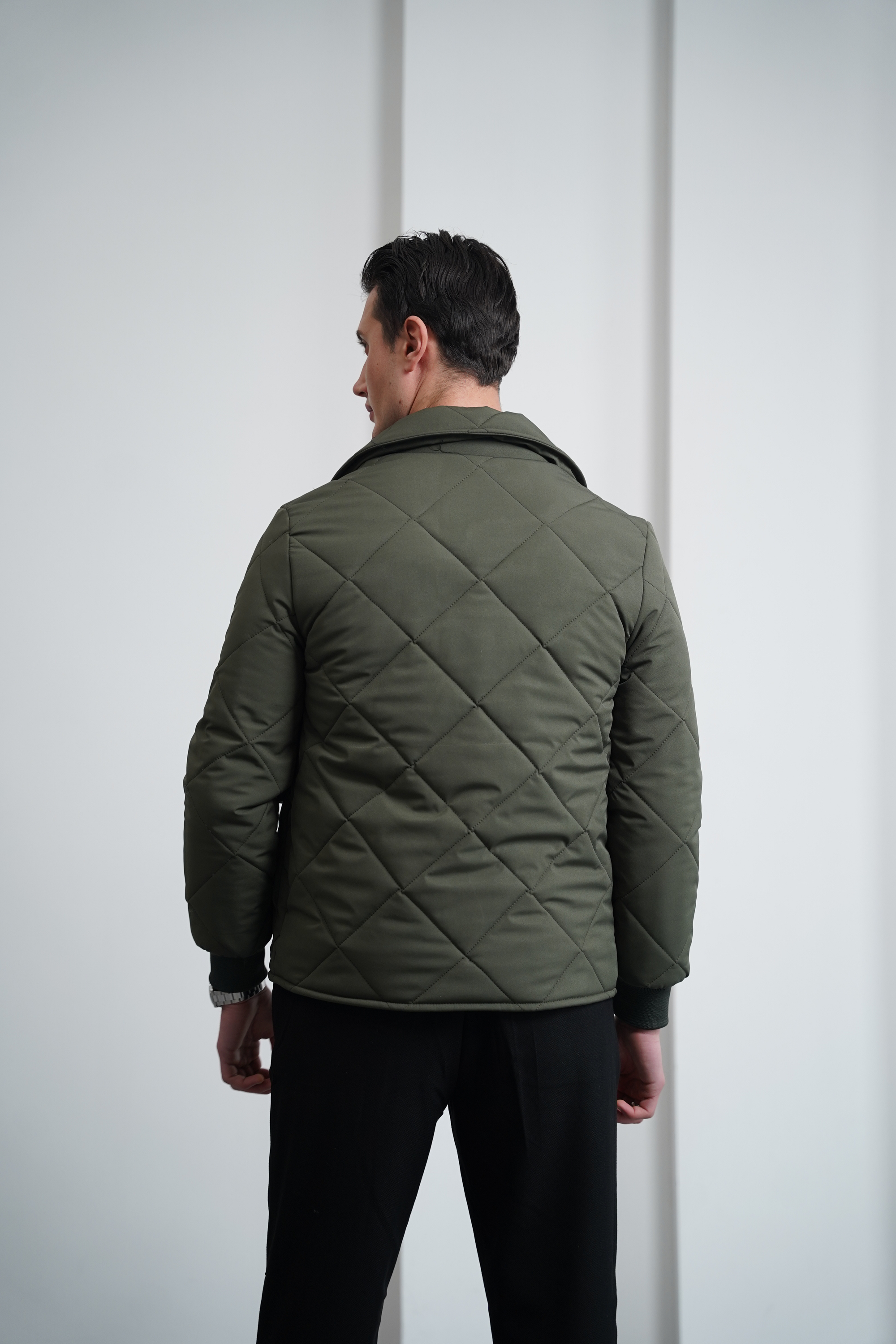 Slim Fit Baklava Desen Torba Cep Dolum Elyaf Mont