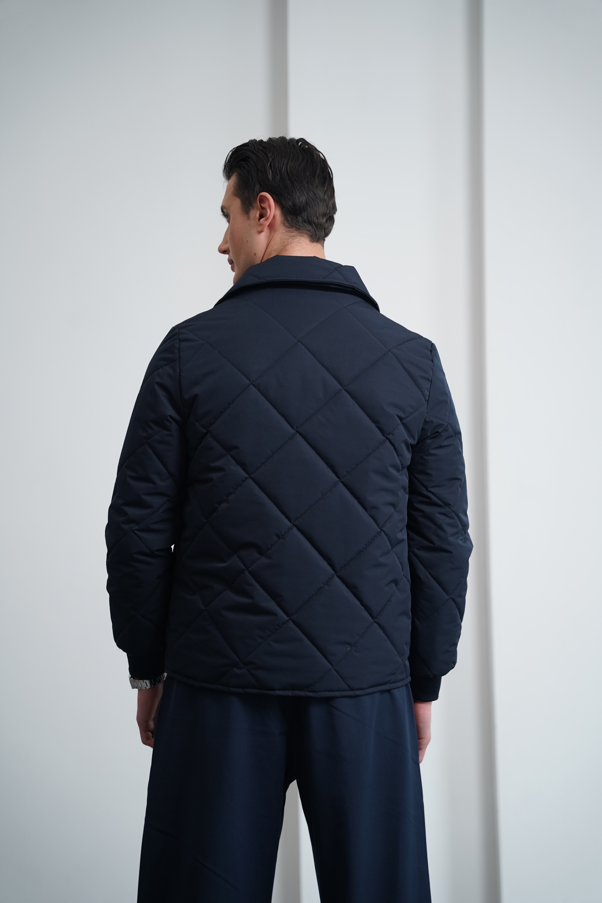 Slim Fit Baklava Desen Torba Cep Dolum Elyaf Mont