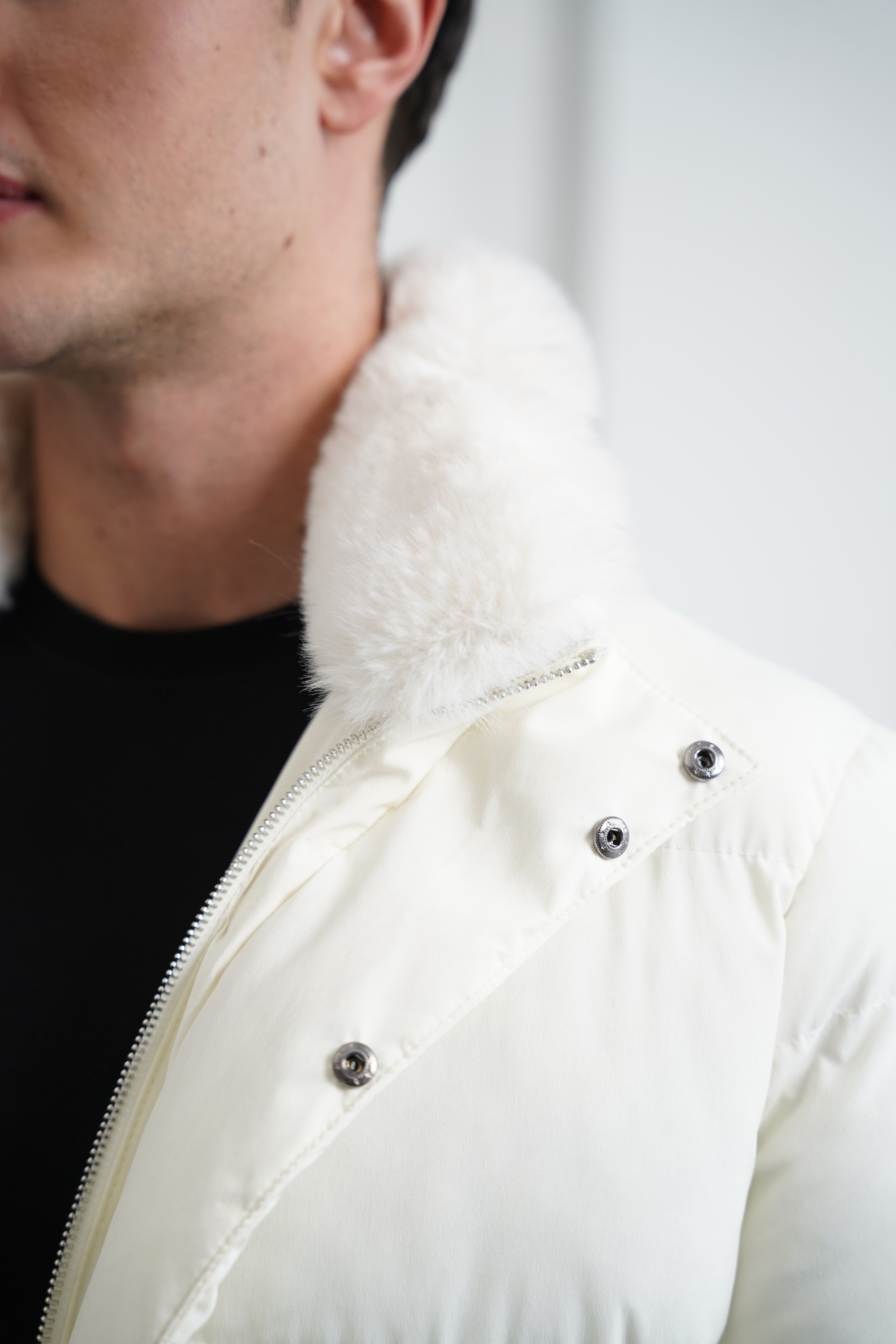 Yaka Kürkü Çıkmalı Uzun Şişme Mont