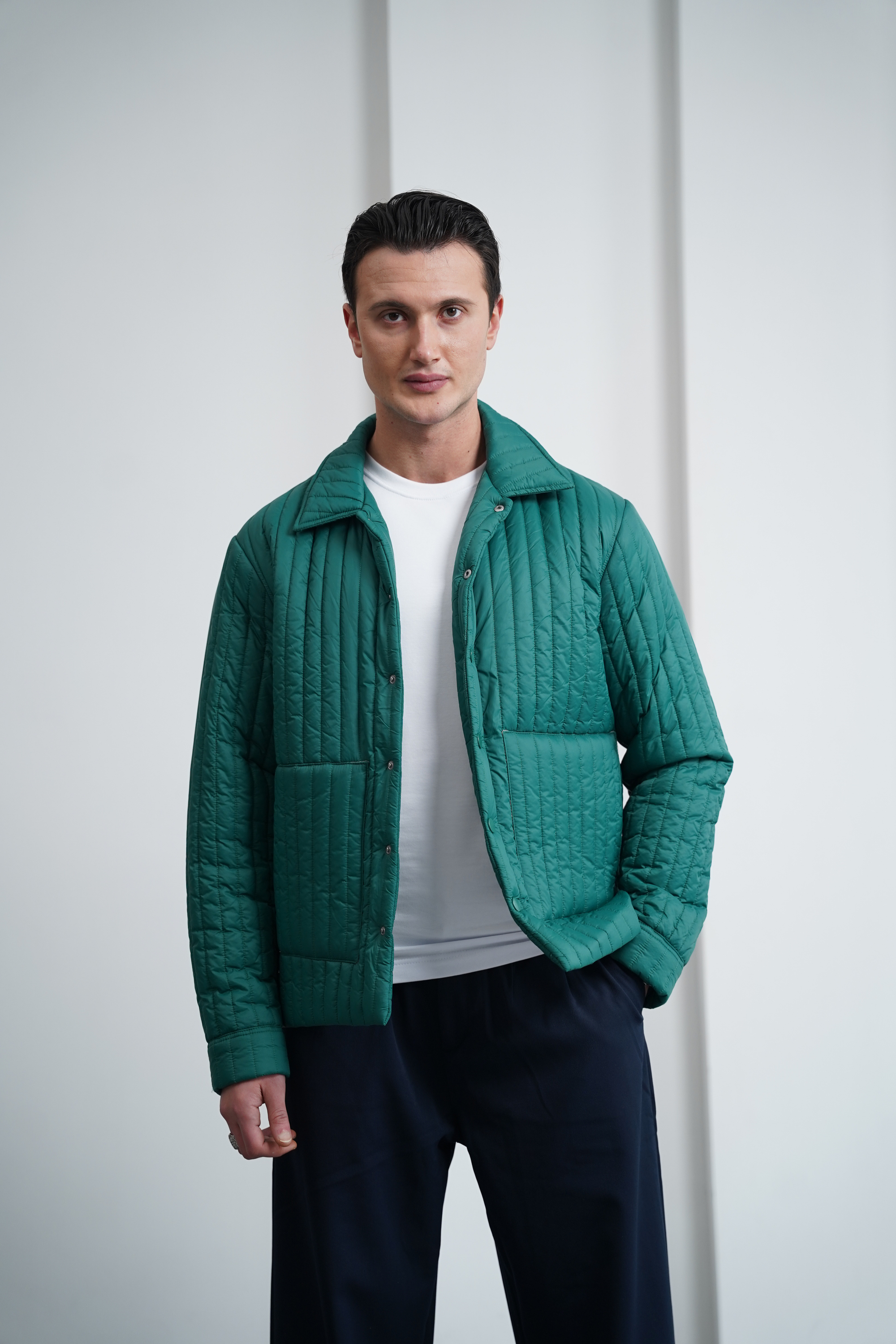 Çizgi Detaylı Dolum Elyaf Mont