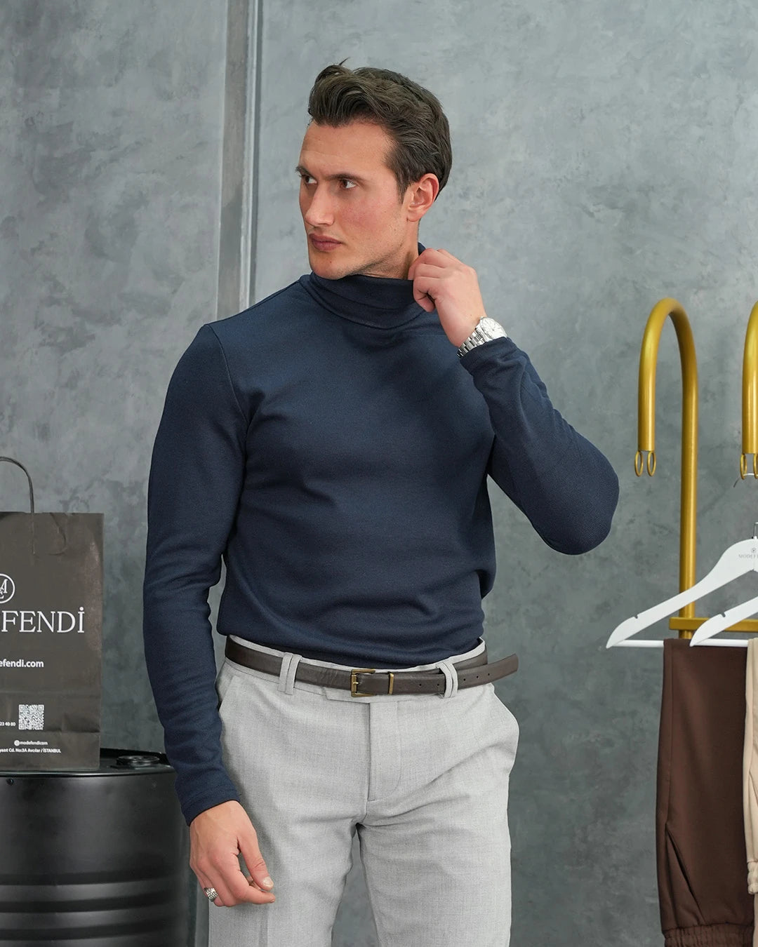 Slim Fit İtalyan Kesim Tam Balıkçı Boğazlı Kazak