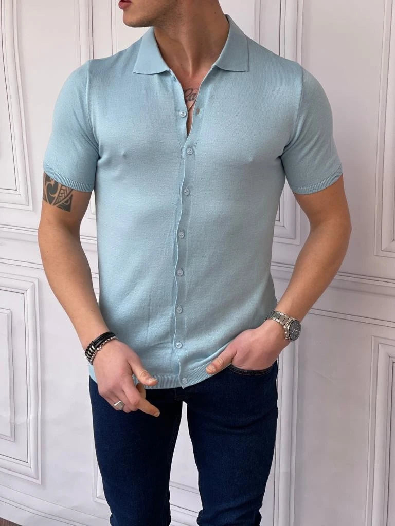 Slim Fit Polo Yaka Triko Pamuk Kısa Kollu Gömlek