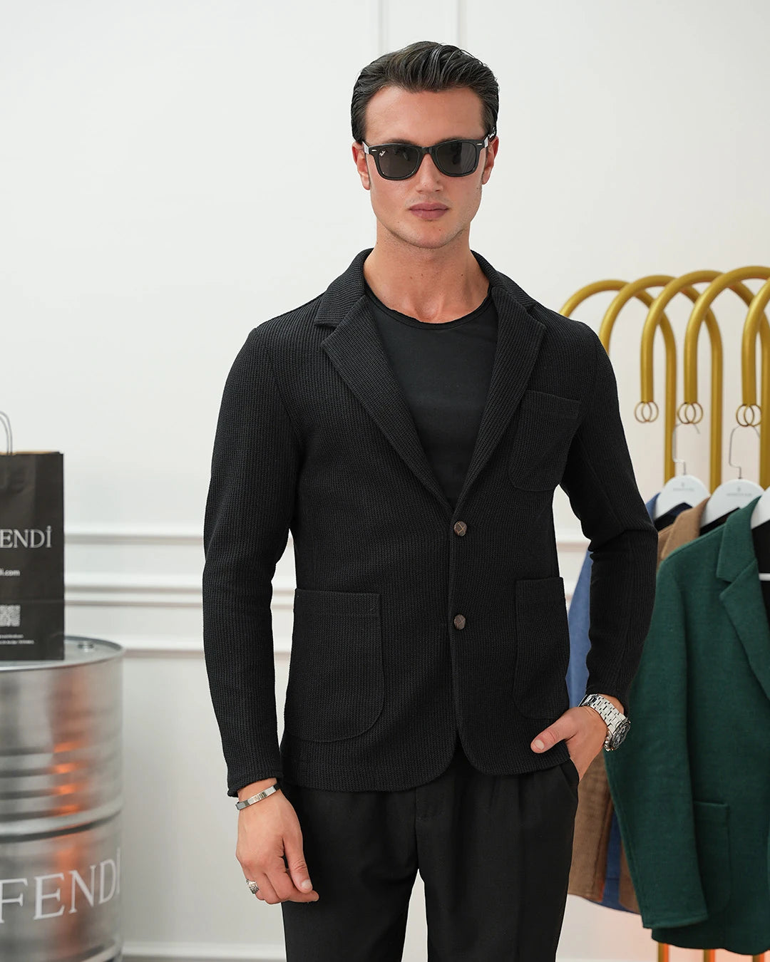 Petek Örme Torba Cep Ceket