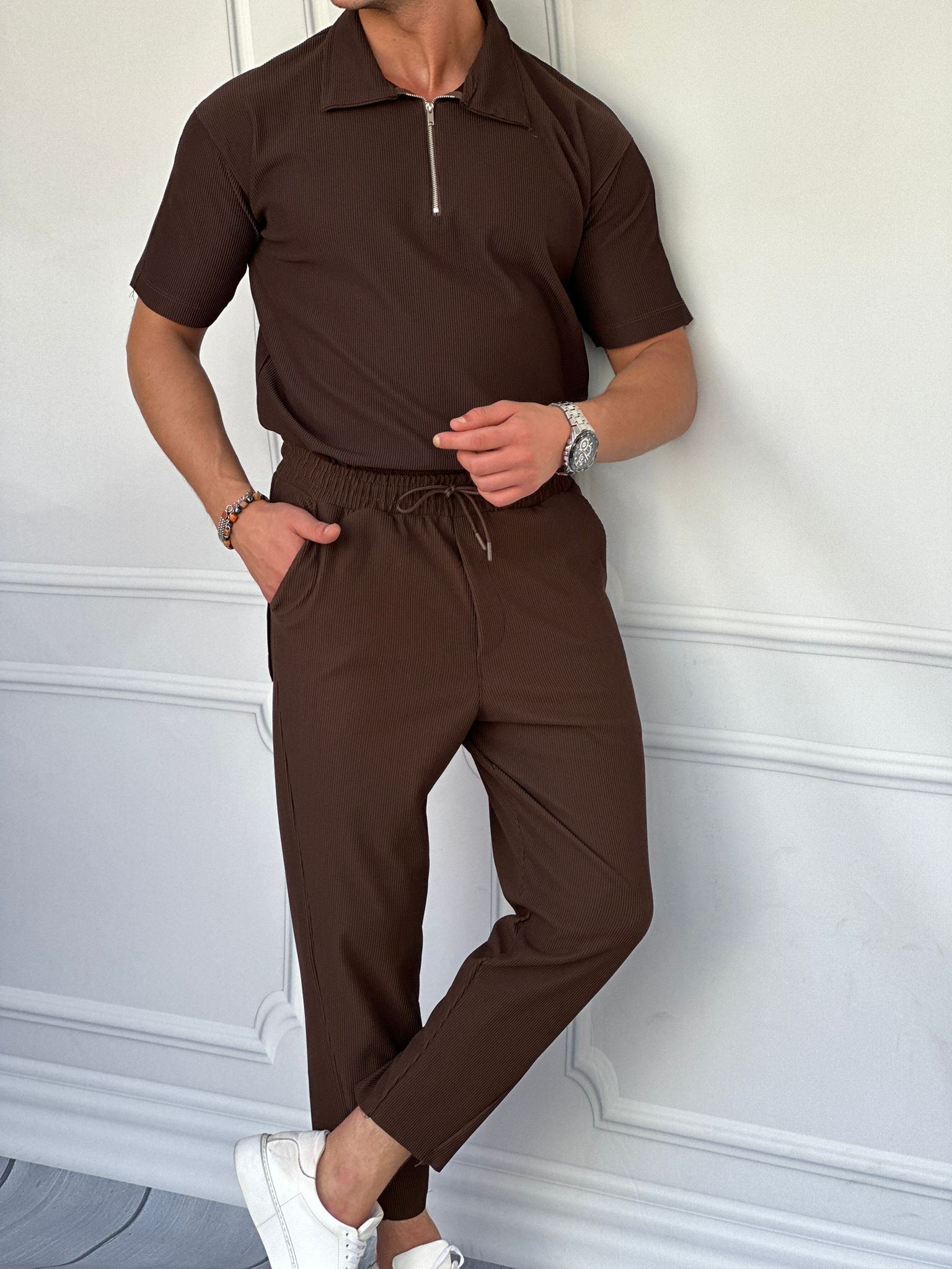 Fermuar Detaylı Fitilli Oversize Alt Üst Takım