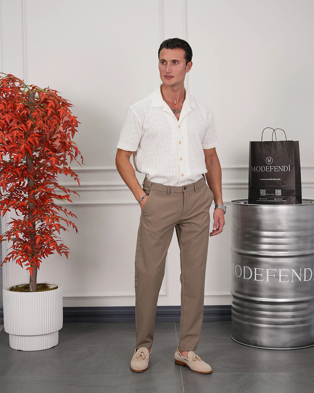 Örme Triko Kumaş Desenli Gömlek