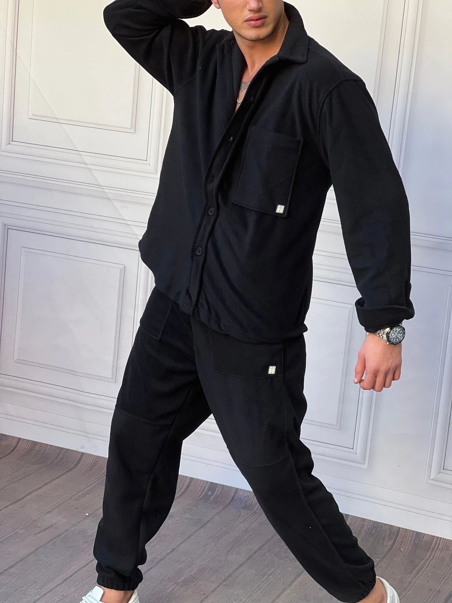 Geniş Kalıp Yüksek Kalite Pamuklu Polar Gömlek Alt Üst Takım