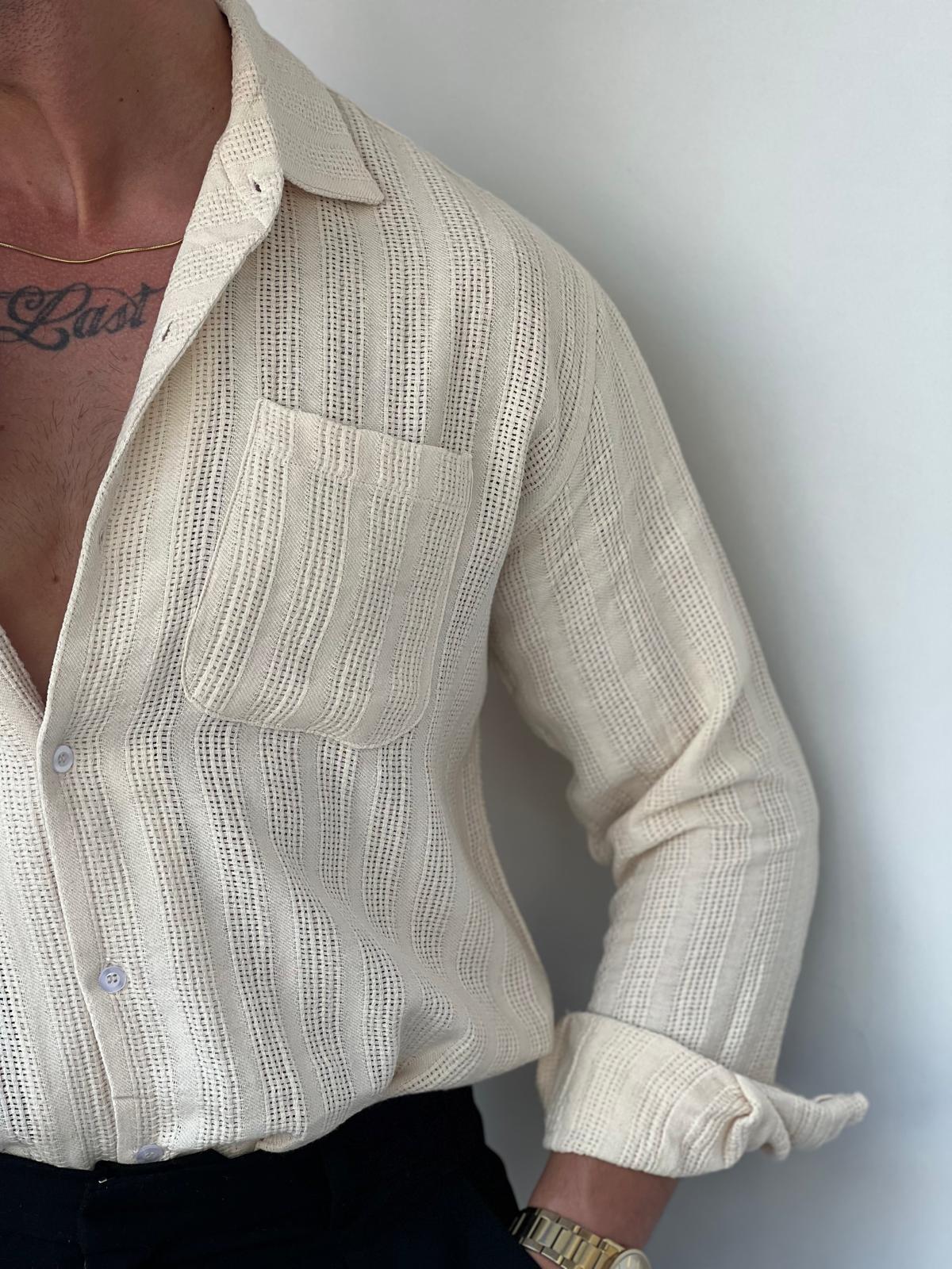 Cep Detaylı Pamuk Örme Gömlek