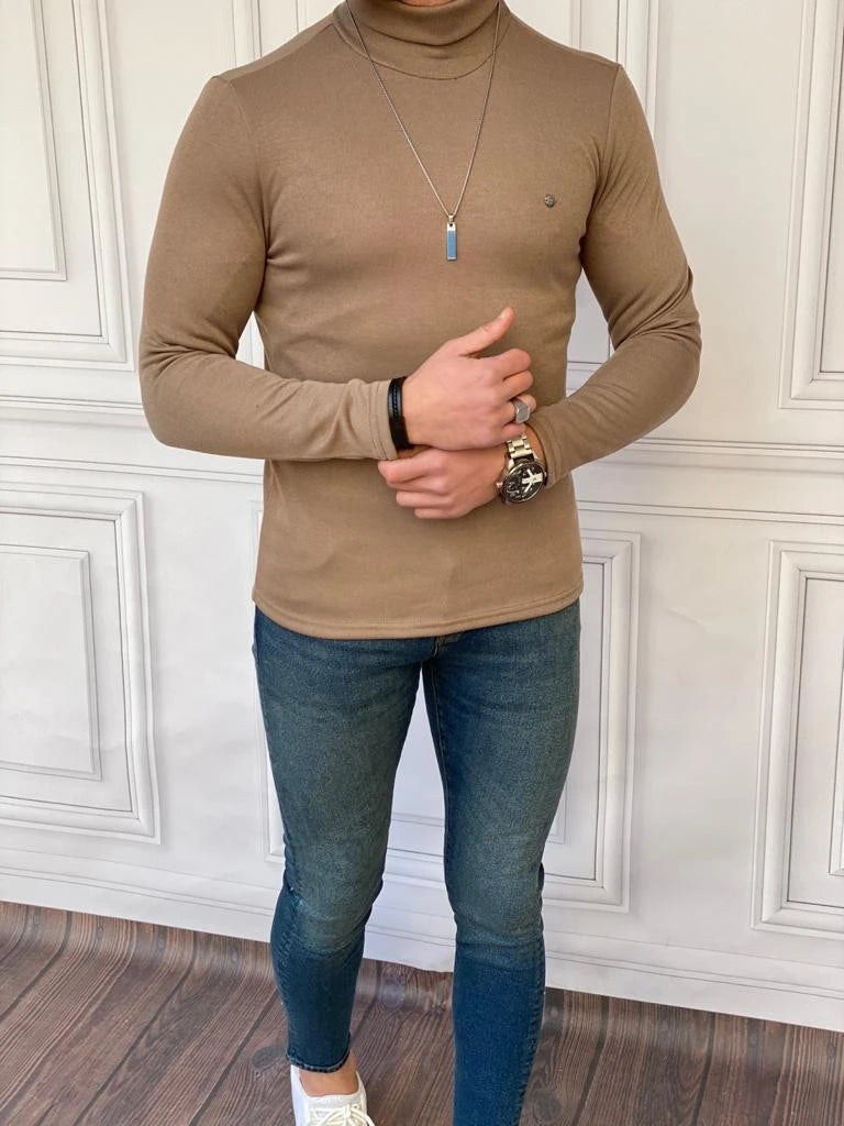 Slim Fit A Kalite Pamuk Tam Boğazlı Kazak