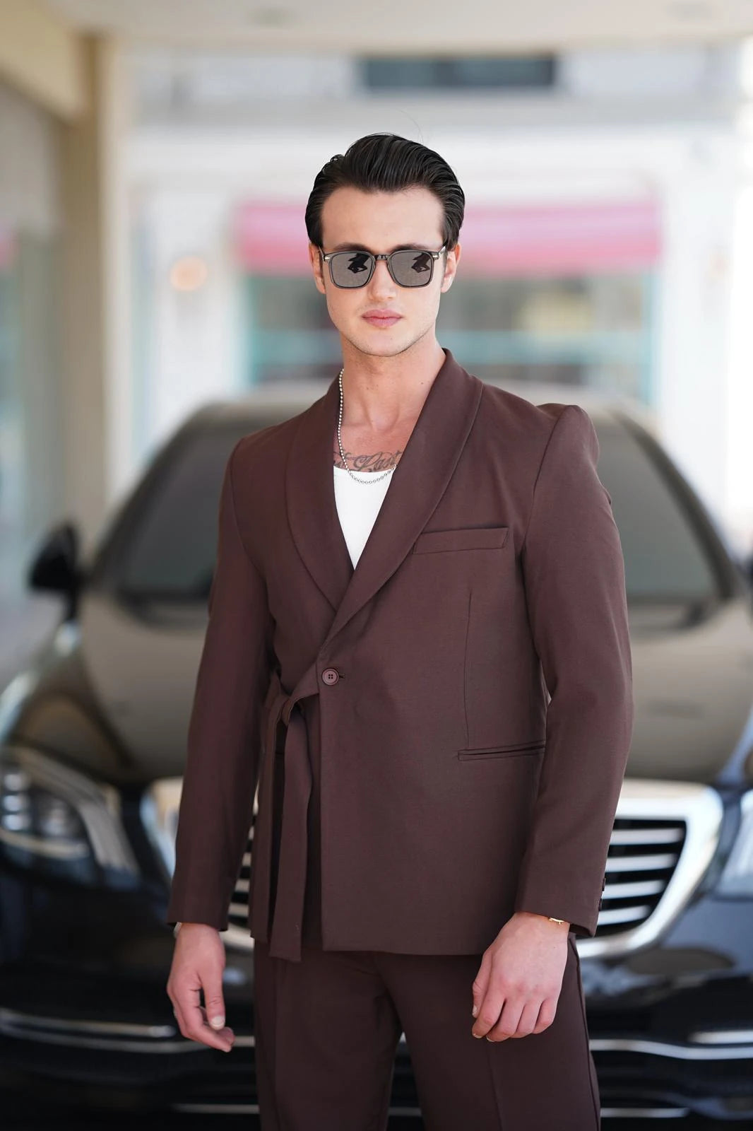 Şal Yaka Kuşak Detaylı Blazer Ceket