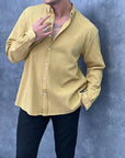 Krinkıl Kumaş Oversize Kesim Keten Gömlek