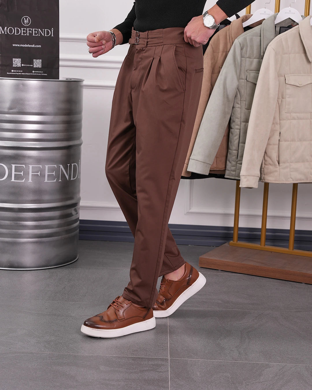 Toka Detaylı Çift Pile İtalyan Kesim Pantolon