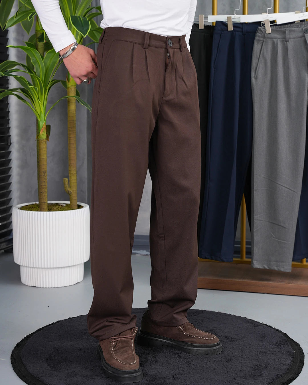 Çift Pile Pamuk Likra Baggy Kumaş Pantolon