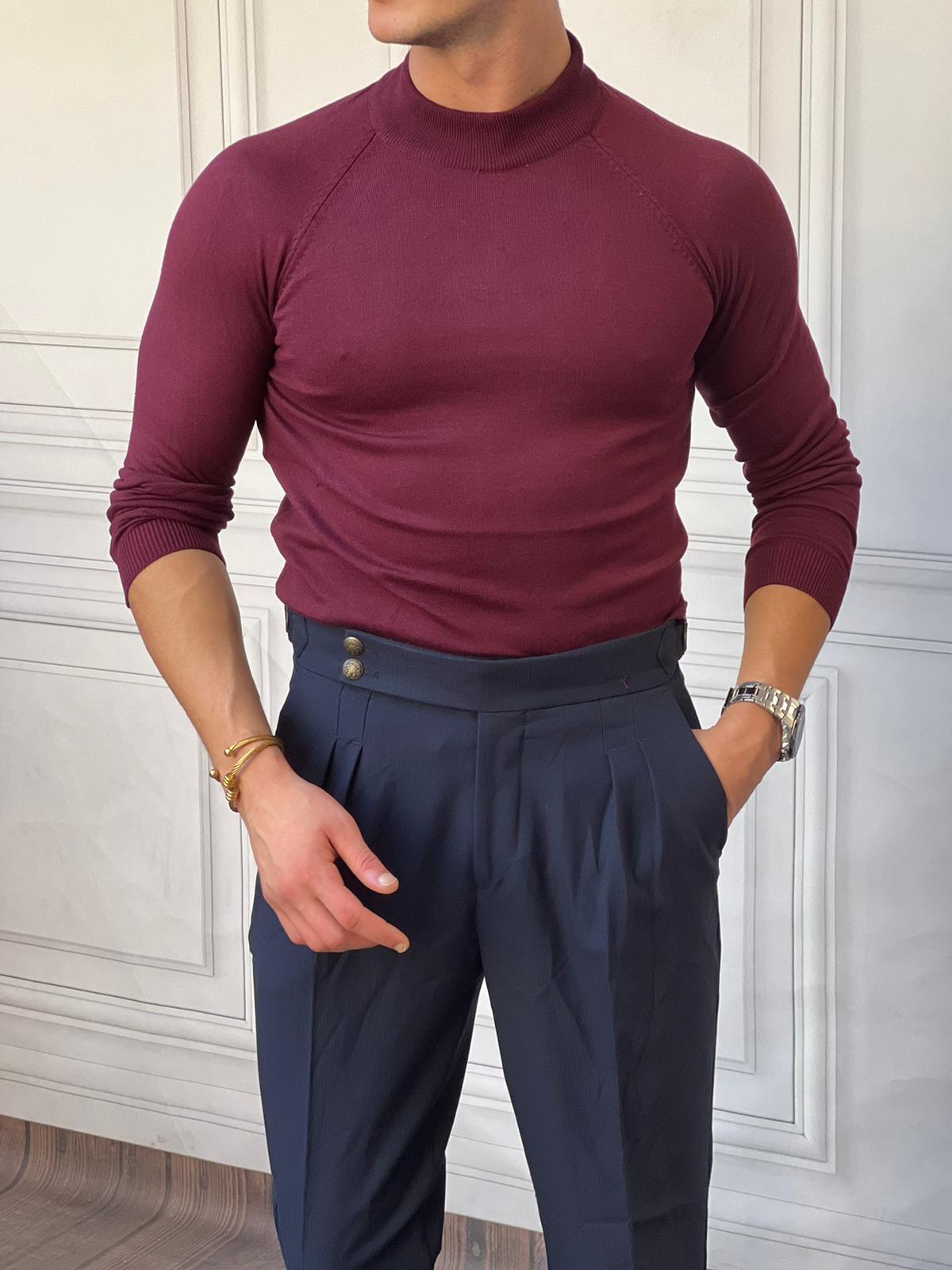 Slimfit Kalıp Pamuklu Triko Yarım Balıkçı Triko Kazak