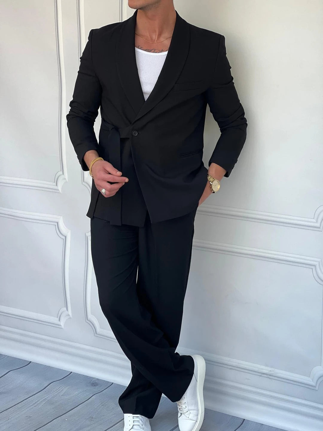 Şal Yaka Kuşak Detaylı Blazer Ceket