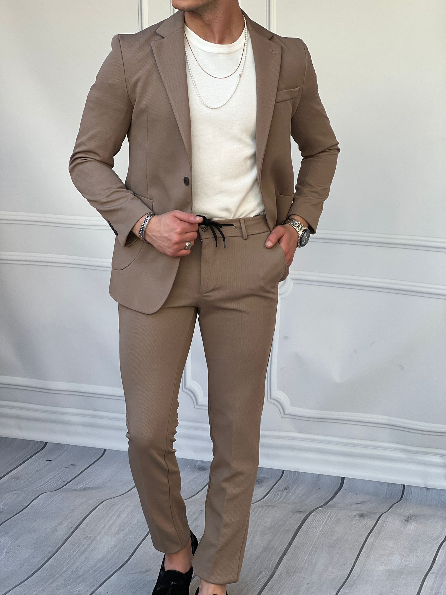 Petek Örme Pamuk Likra Takım Elbise