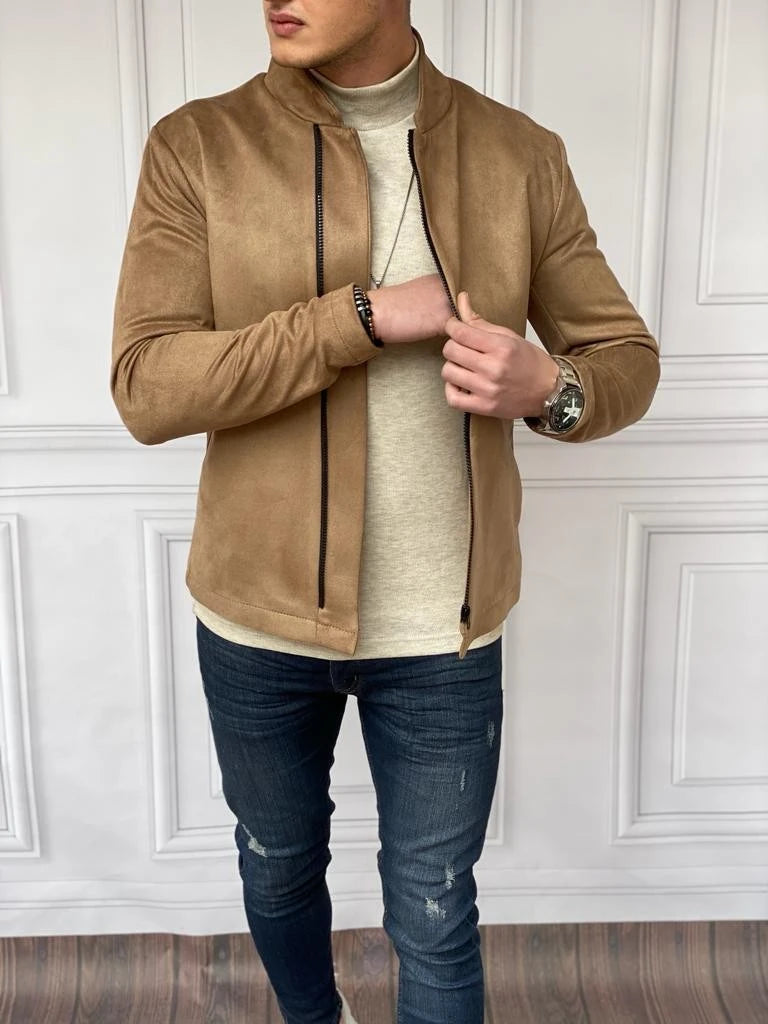 Slim Fit Yüksek Kalite Yan Fermuar Nubuk Mont