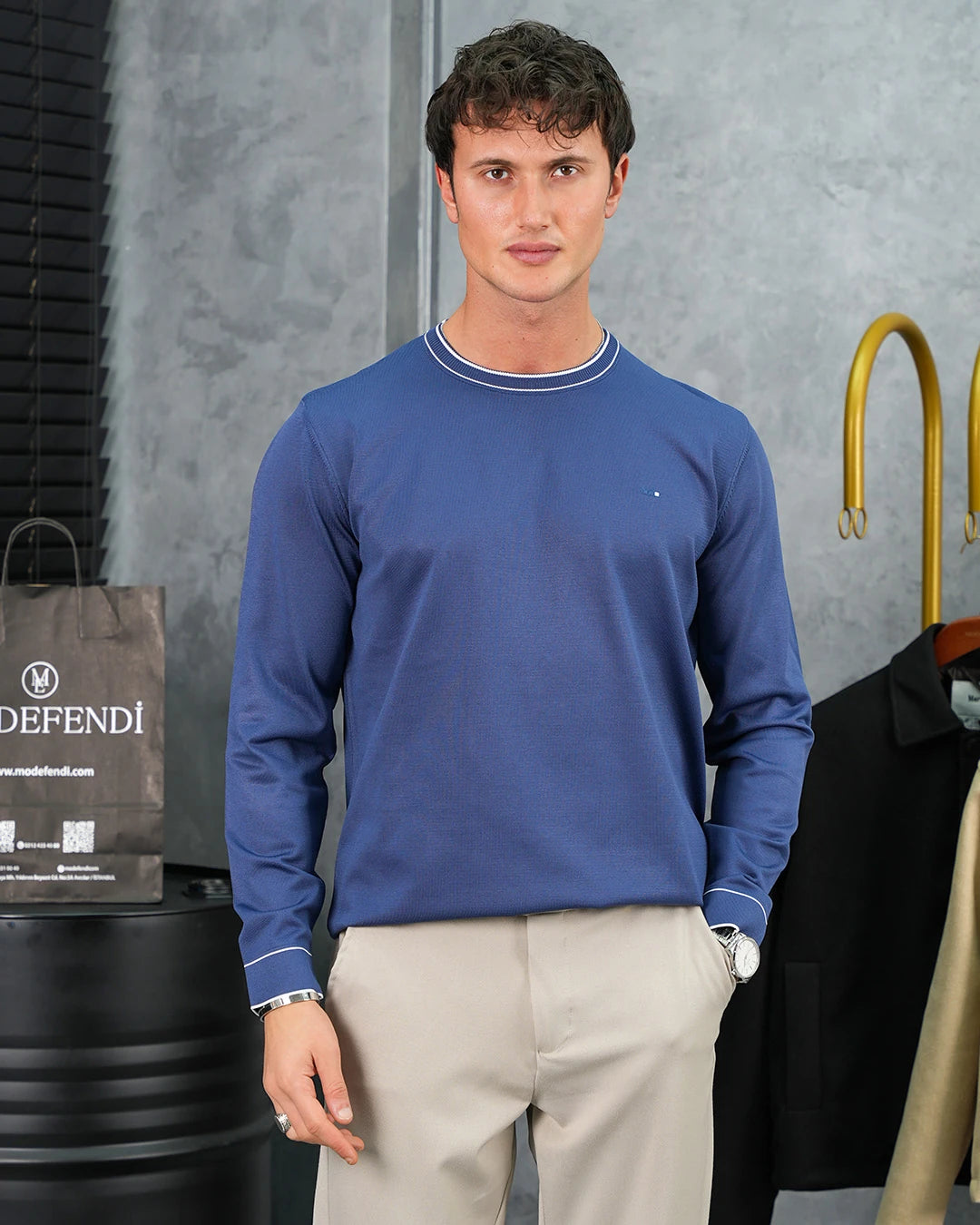 Yüksek Kalite Merserize Kumaş Bisiklet Yaka Triko