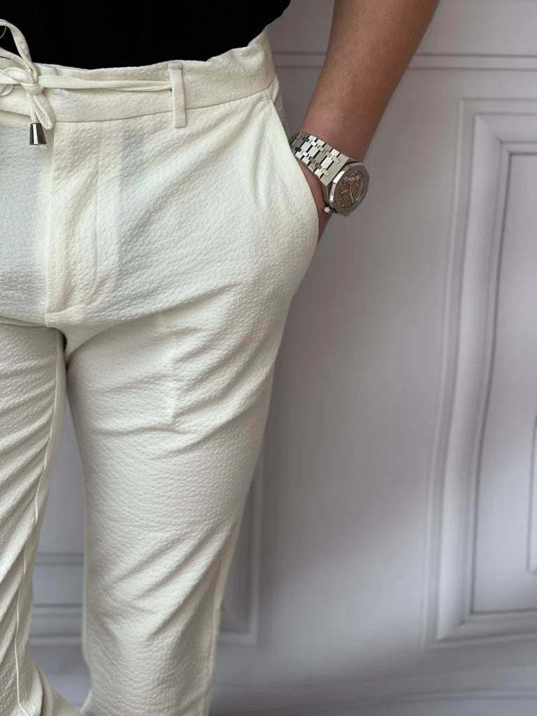 İp Detaylı Armür Kumaş Rahat Kalıp Jogger Pantolon