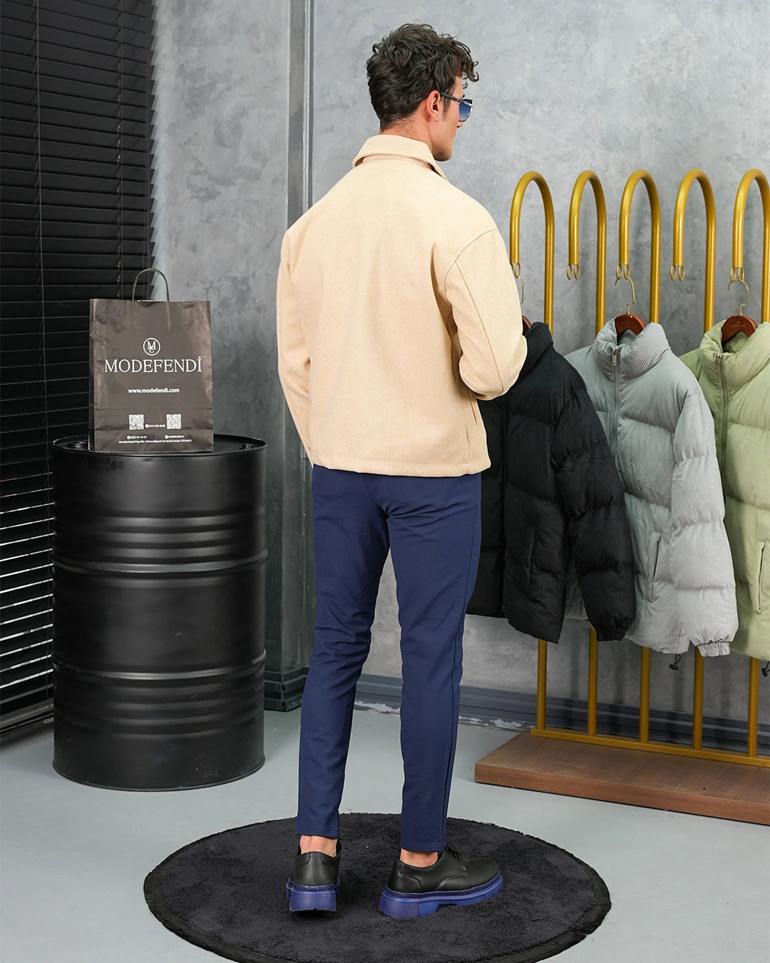 Orta Slim Fit Düğme Detaylı Kaşmir Kaban